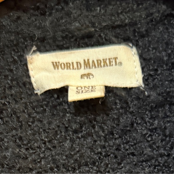 Cost Plus World Market Black Textured Poncho Lagenlook Oversized Cape - Picture 4 of 5